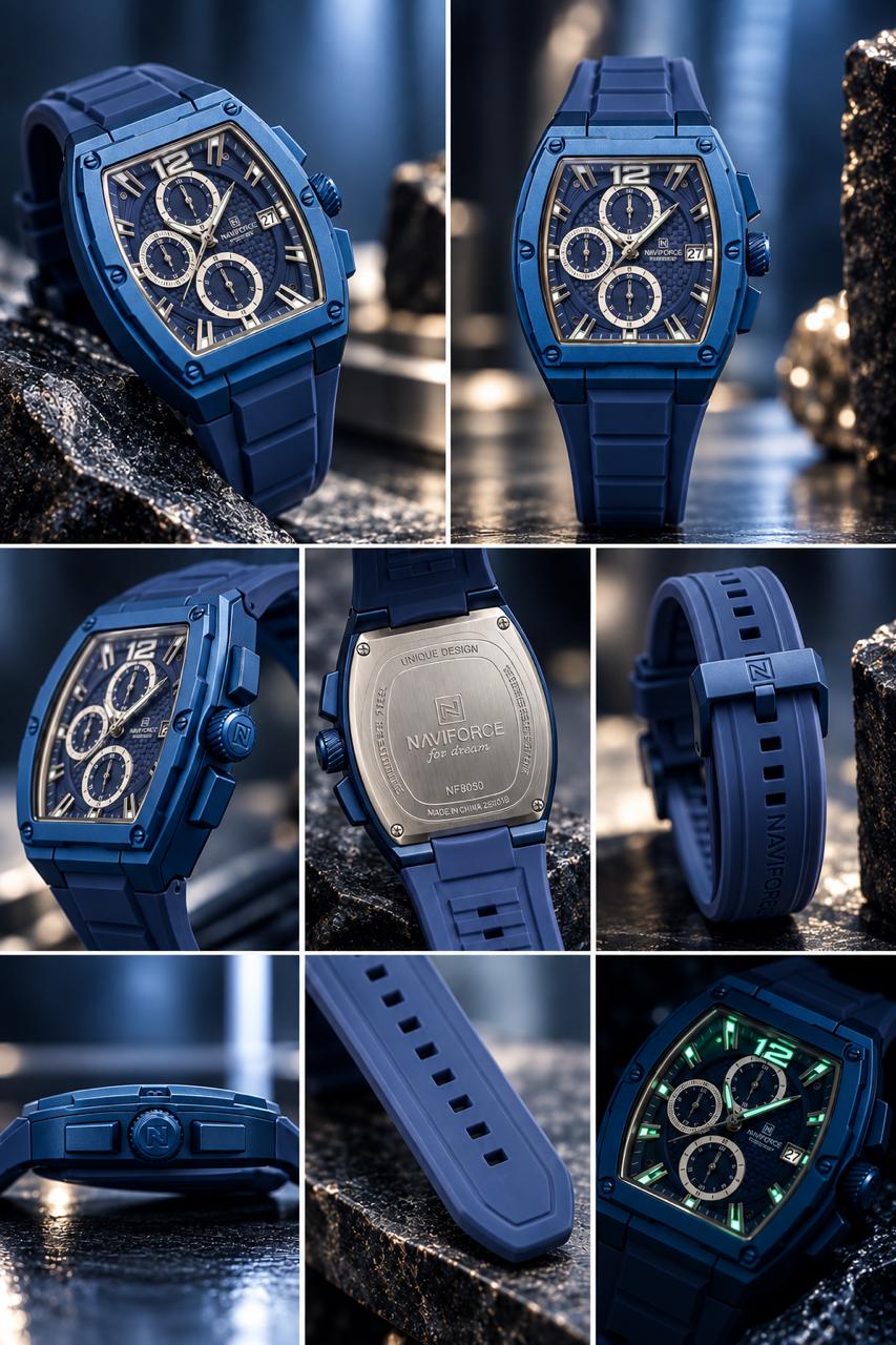 NaviForce  Analogue Date Aperture Chronograph Watch NF8050_Blue