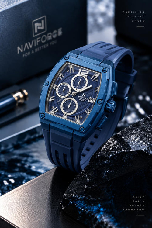 NaviForce  Analogue Date Aperture Chronograph Watch NF8050_Blue