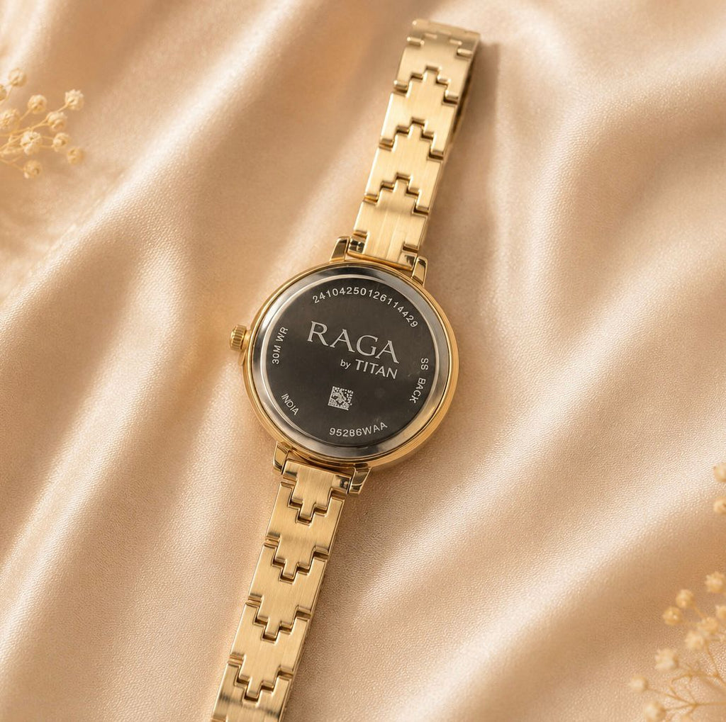 Titan Raga Showstopper Quartz Analog Pink Dial Metal Strap Watch for Women