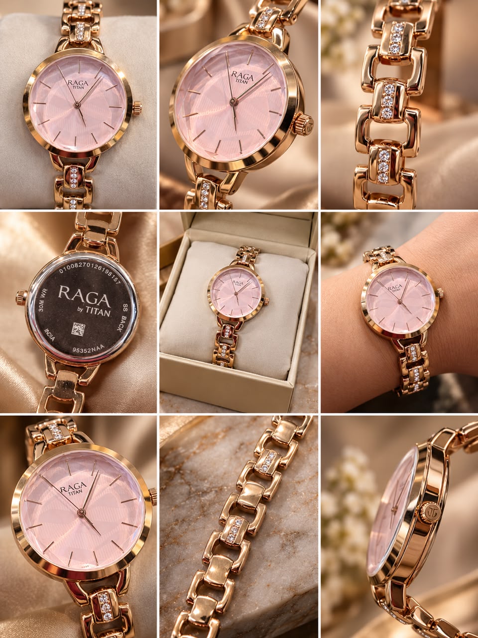 Titan Raga Women's Rose Gold-Tone Bracelet Watch - NJ95352WM01