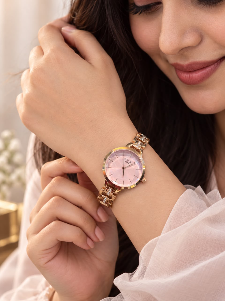 Titan Raga Women's Rose Gold-Tone Bracelet Watch - NJ95352WM01