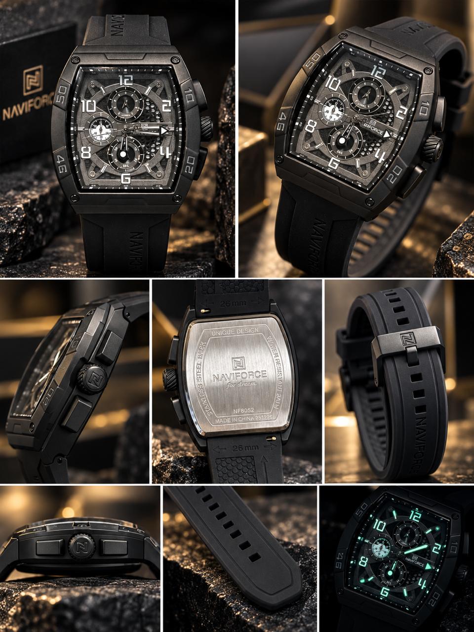 NaviForce  Analogue Date Aperture Chronograph Watch NF8052_Black