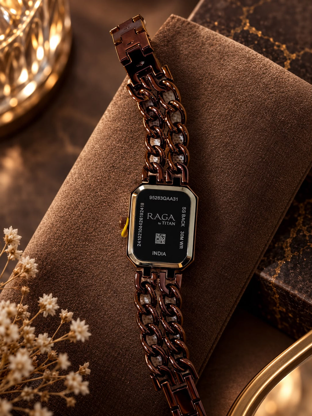 Titan -NU95283QM01 Coffee Brown Elegance with a Gem-Cut Finish Mineral Glass