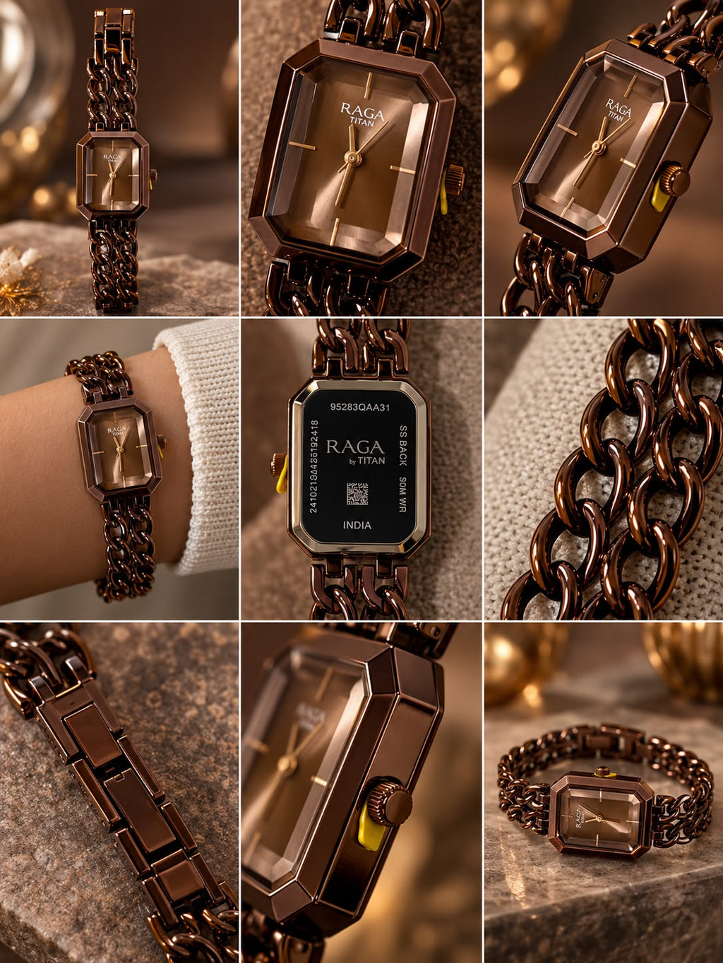 Titan -NU95283QM01 Coffee Brown Elegance with a Gem-Cut Finish Mineral Glass