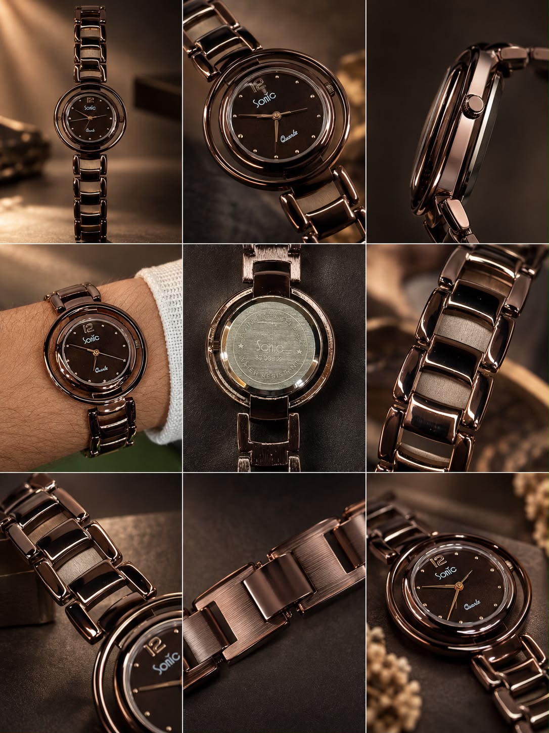 Sonic Ring Dial Ladies Watches_Coffee Brown
