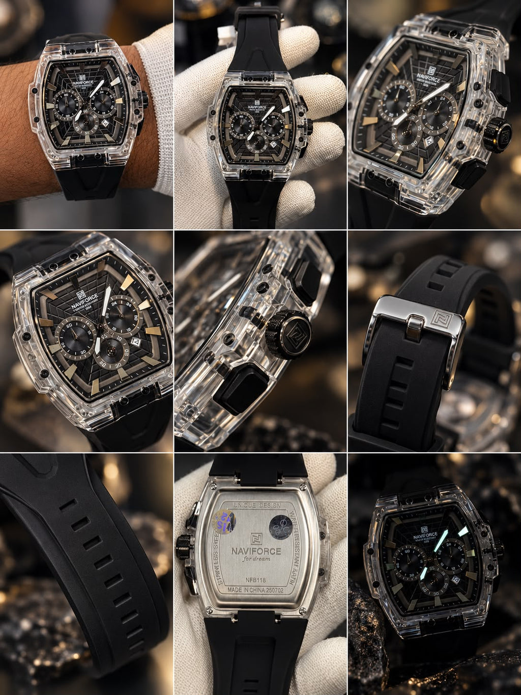 NaviForce NF8025 Black Men's Chronograph Sports Watch