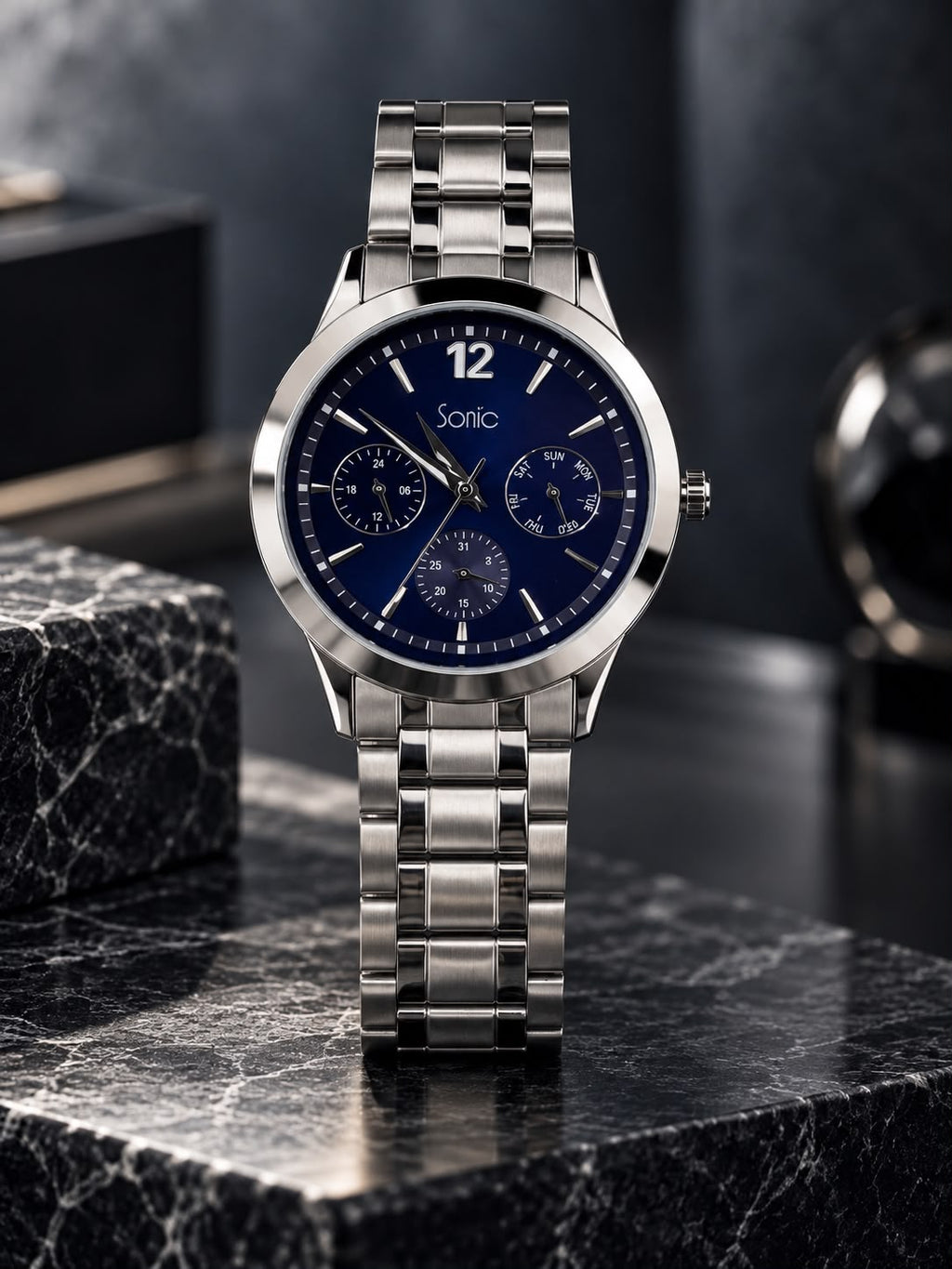Sonic ST-BB-06 CH S MF Men's Blue Dial Stainless Steel Watch