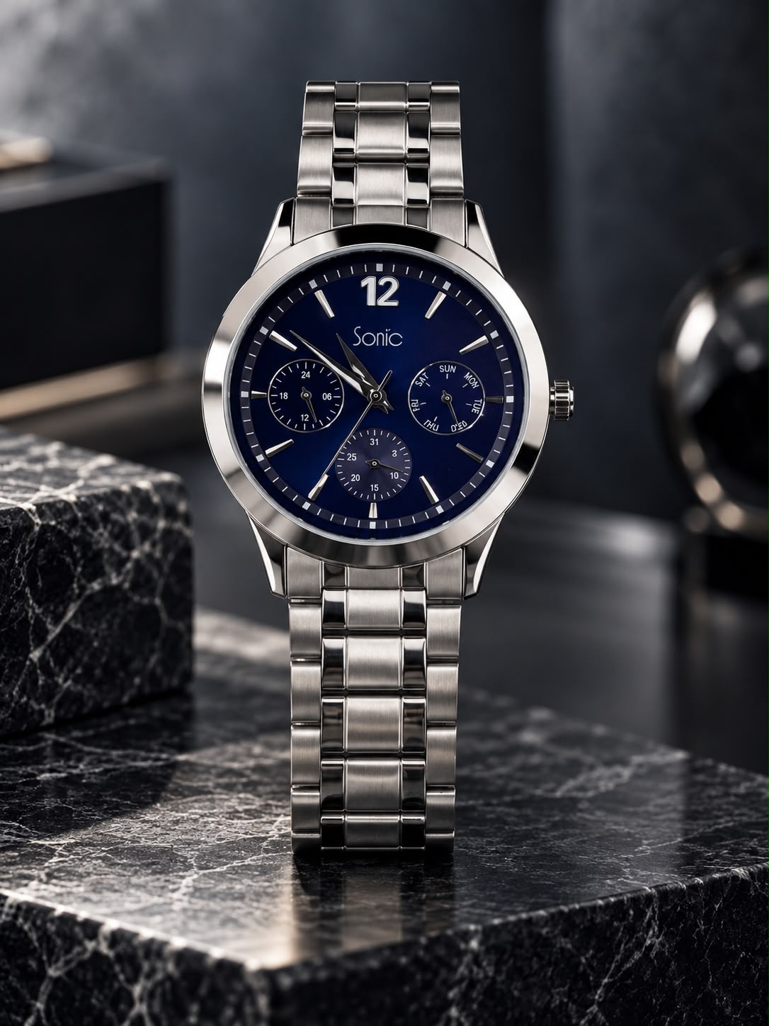 Sonic ST-BB-06 CH S MF Men's Blue Dial Stainless Steel Watch