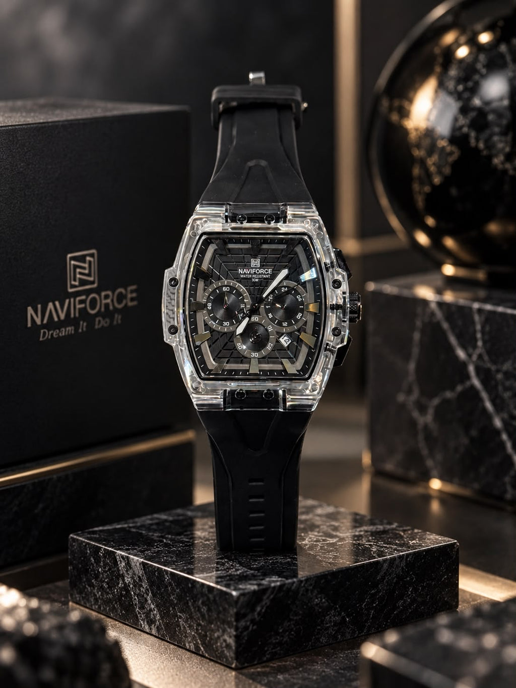 NaviForce NF8025 Black Men's Chronograph Sports Watch